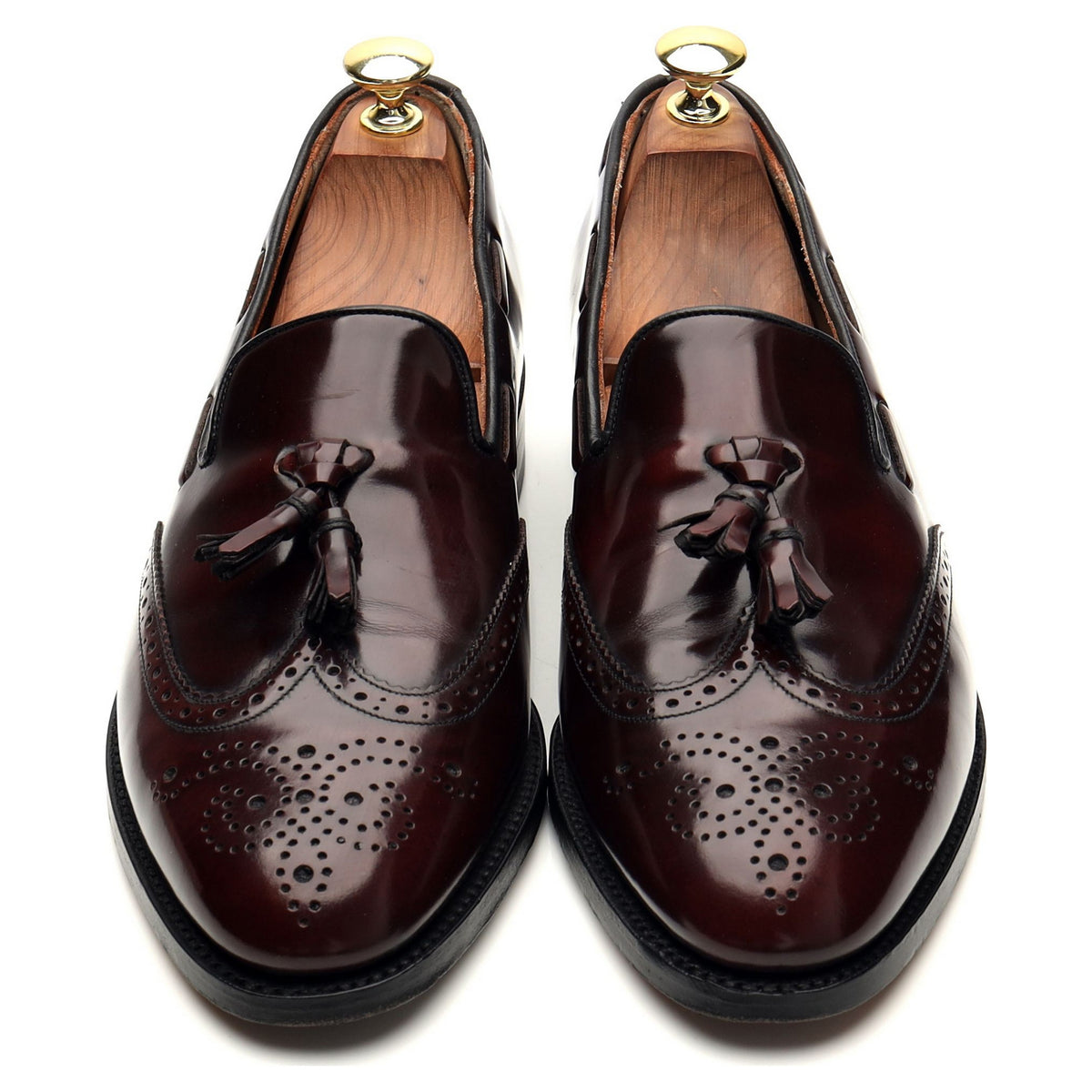 &#39;Clive&#39; Burgundy Leather Tassel Loafers UK 7.5 F