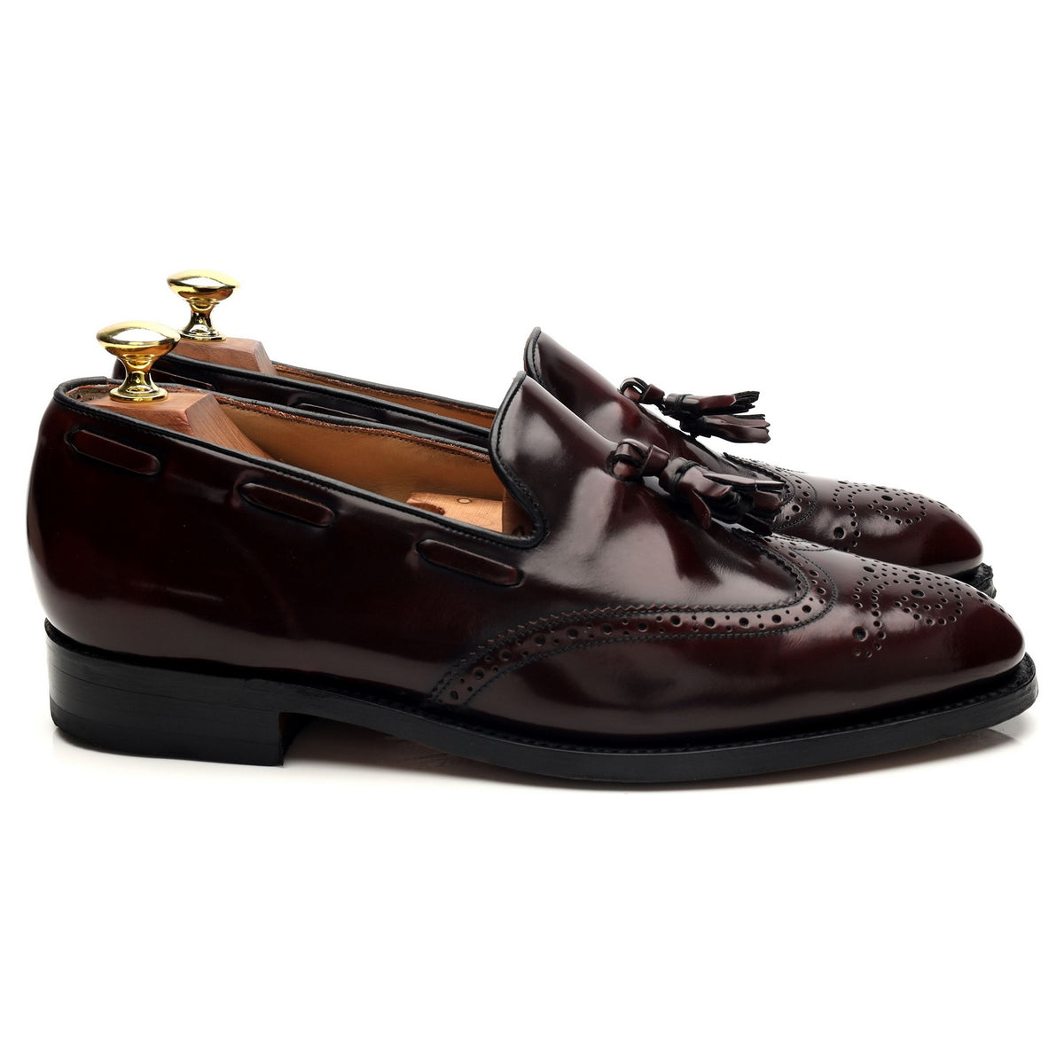 &#39;Clive&#39; Burgundy Leather Tassel Loafers UK 7.5 F