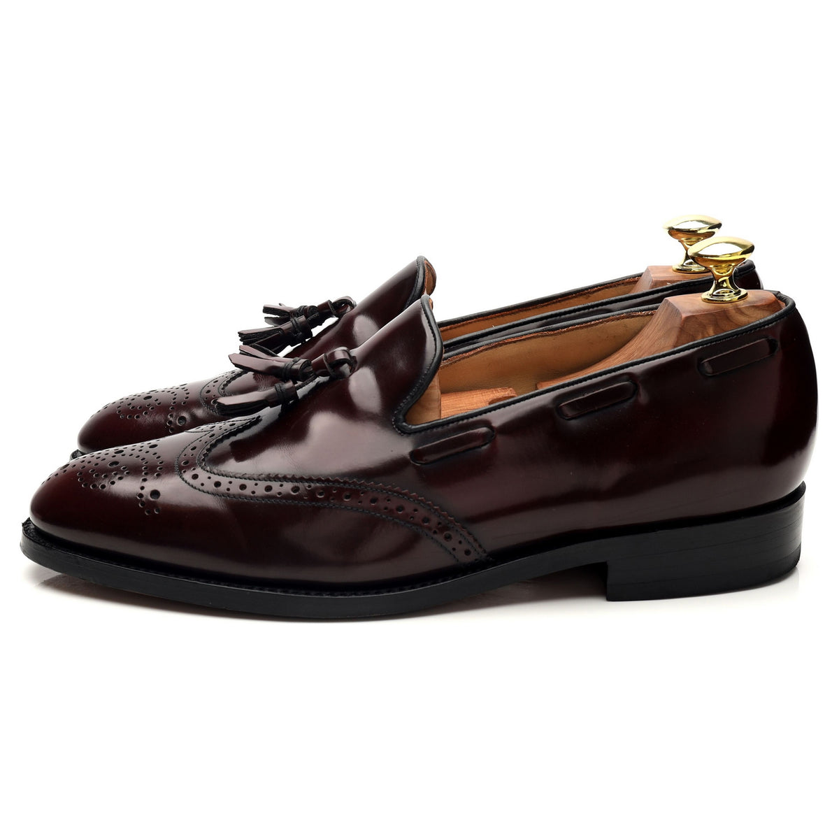 &#39;Clive&#39; Burgundy Leather Tassel Loafers UK 7.5 F