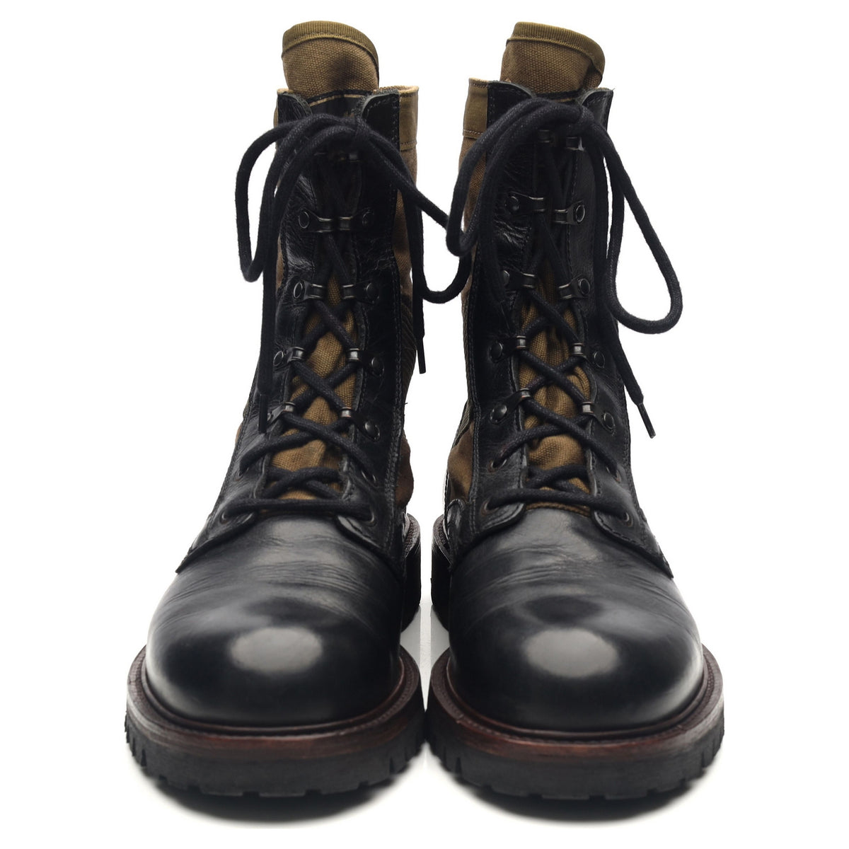 &#39;Trooper&#39; Black Leather Combat Boots UK 10