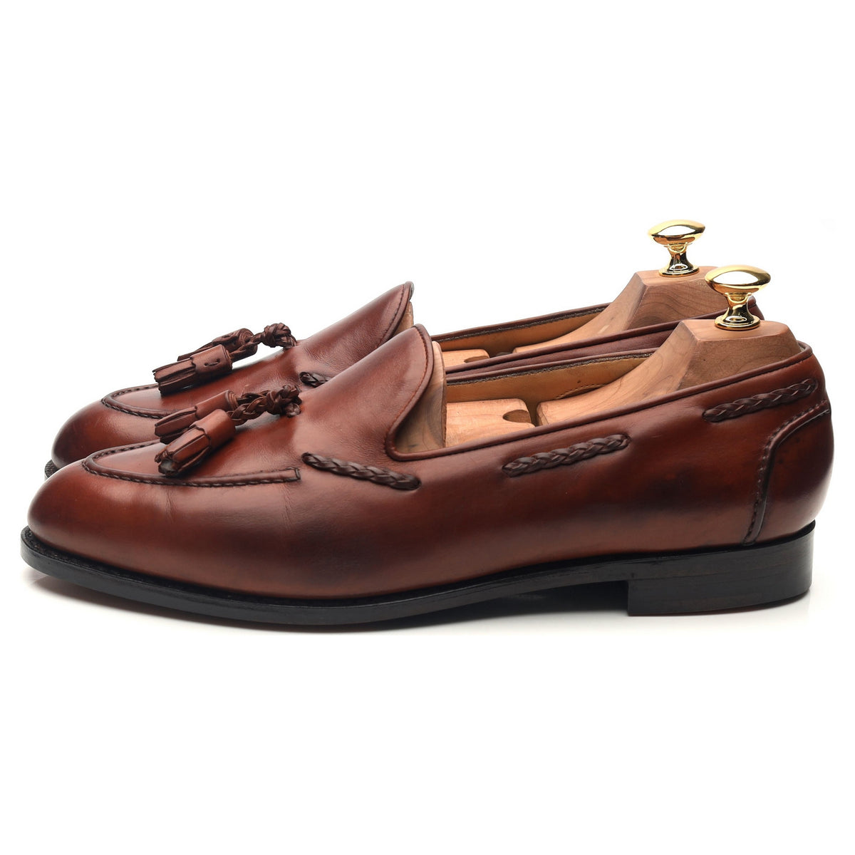 &#39;Belgravia&#39; Tan Brown Leather Tassel Loafers UK 9 E