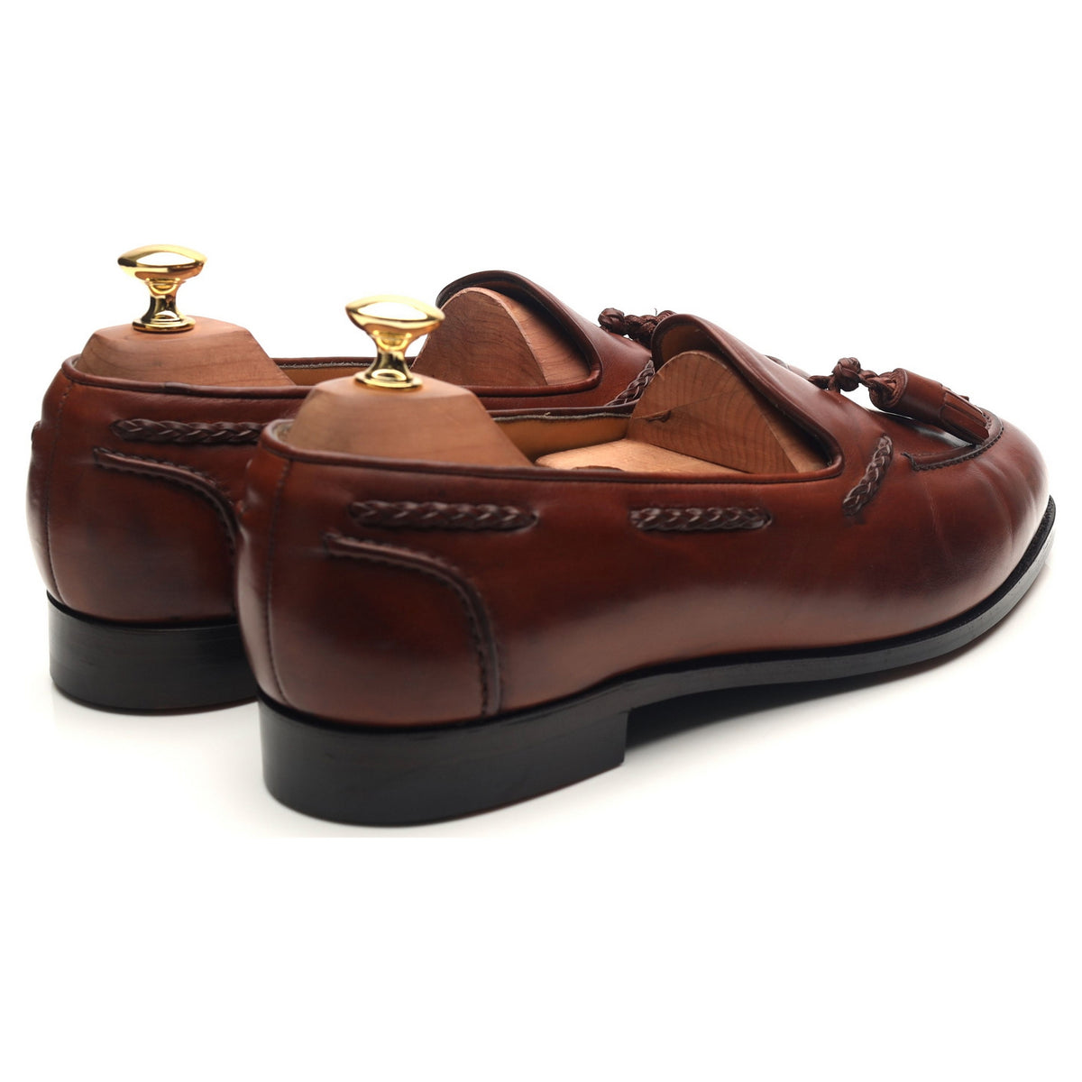 &#39;Belgravia&#39; Tan Brown Leather Tassel Loafers UK 9 E