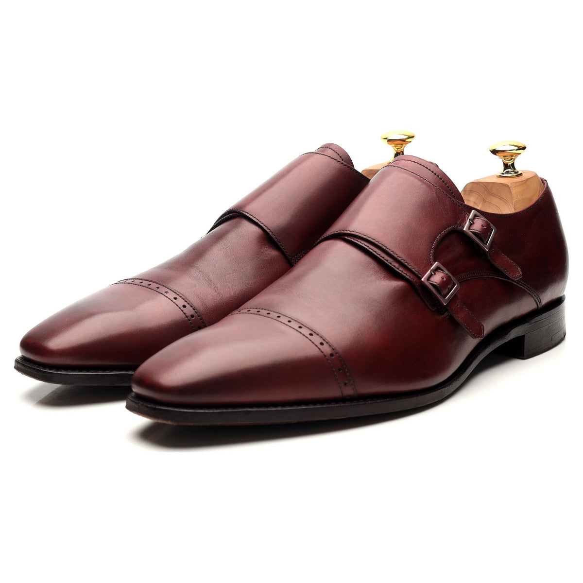 &#39;Lancaster&#39; Burgundy Leather Doble Monk Strap UK 12 FX