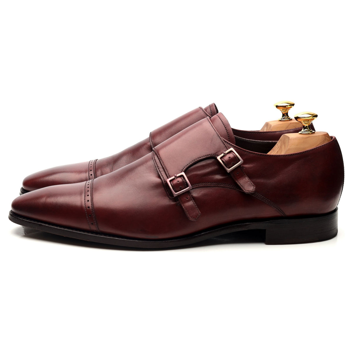 &#39;Lancaster&#39; Burgundy Leather Doble Monk Strap UK 12 FX