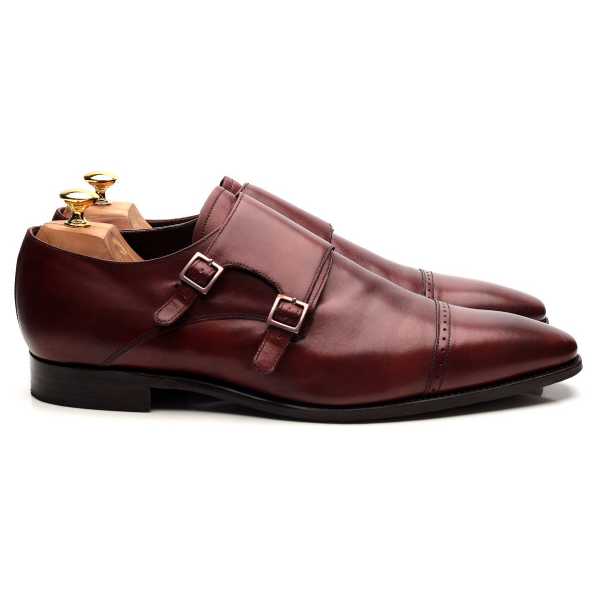 &#39;Lancaster&#39; Burgundy Leather Doble Monk Strap UK 12 FX