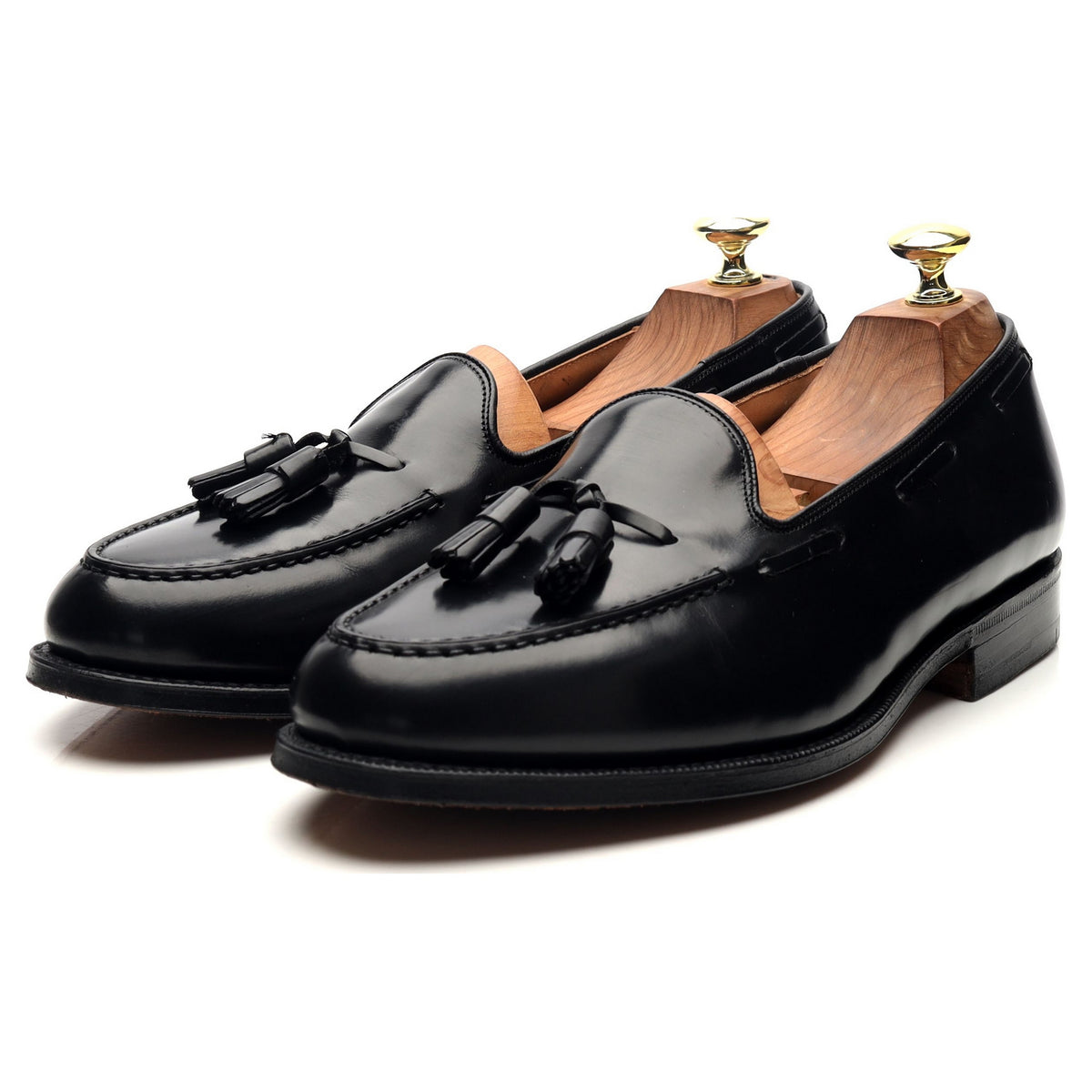 &#39;Keats&#39; Black Leather Tassel Loafers UK 8 G