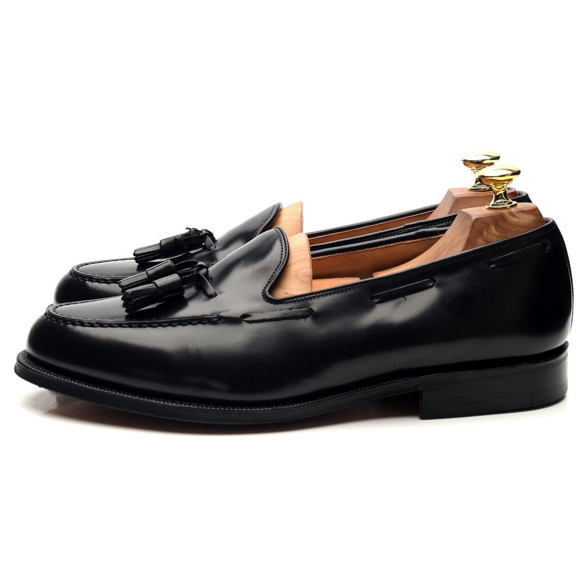 &#39;Keats&#39; Black Leather Tassel Loafers UK 8 G