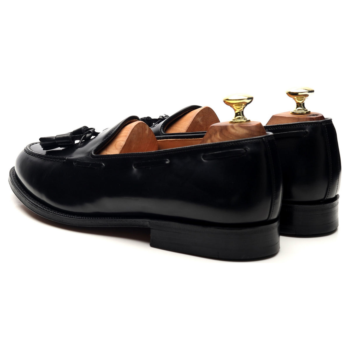 &#39;Keats&#39; Black Leather Tassel Loafers UK 8 G