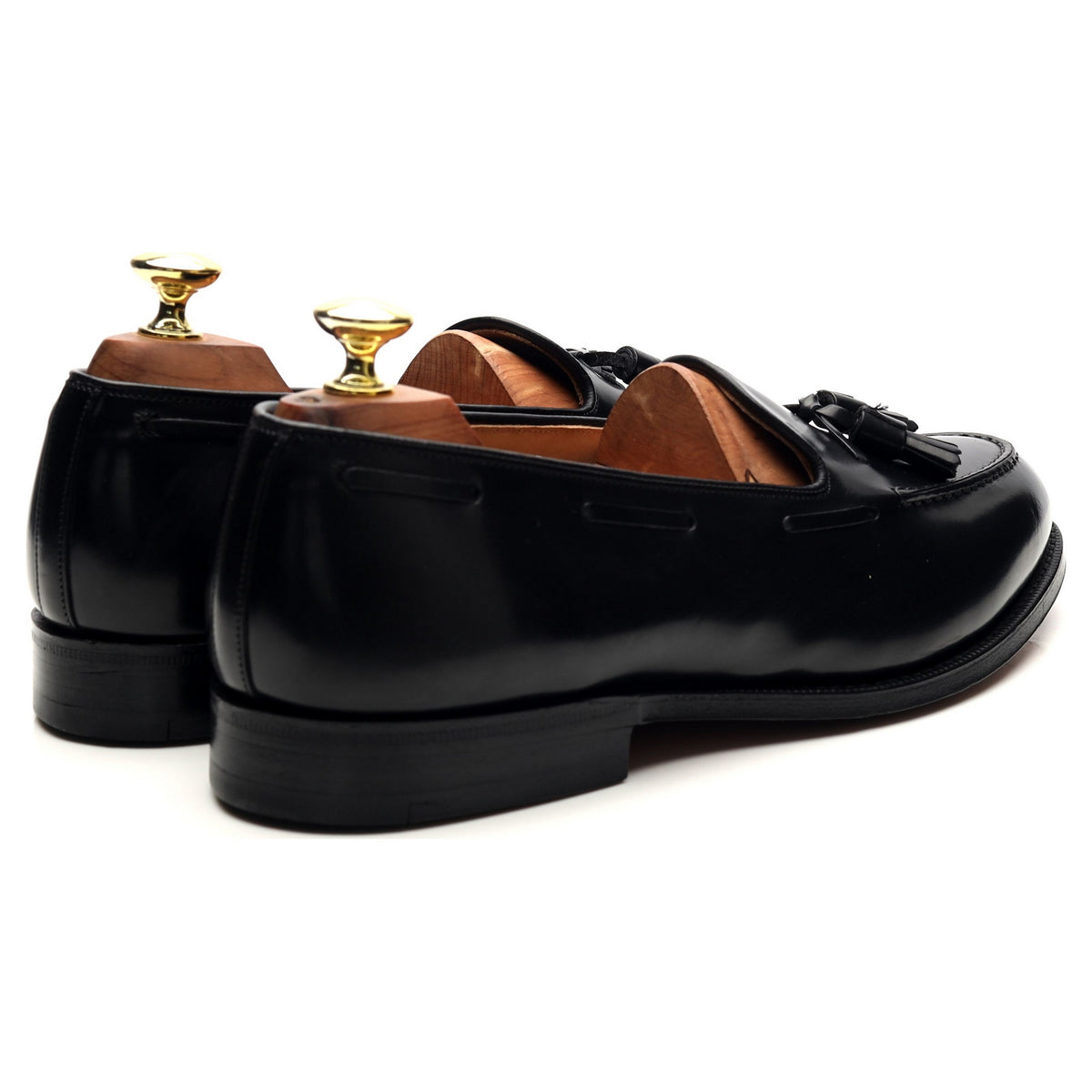 &#39;Keats&#39; Black Leather Tassel Loafers UK 8 G