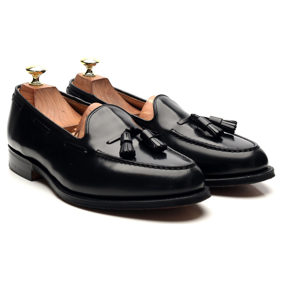 &#39;Keats&#39; Black Leather Tassel Loafers UK 8 G