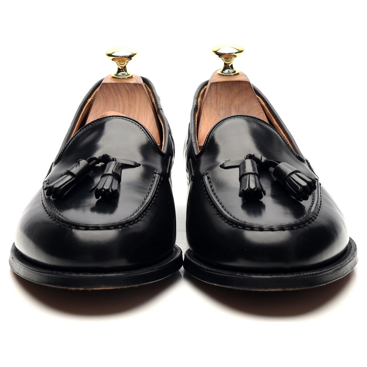 &#39;Keats&#39; Black Leather Tassel Loafers UK 8 G