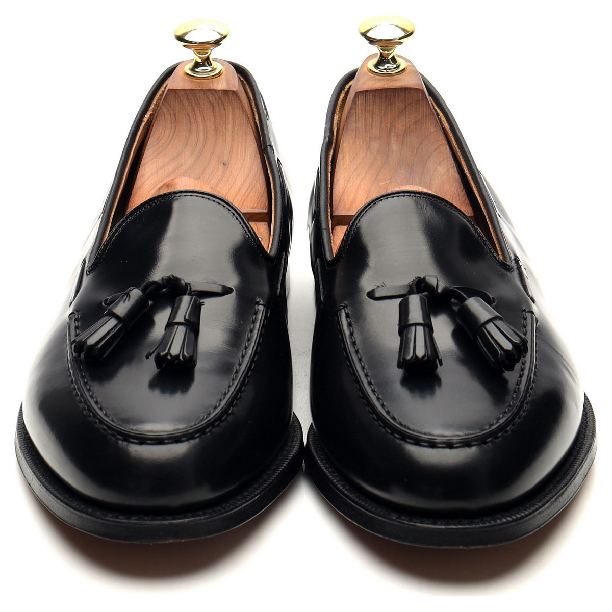 &#39;Keats&#39; Black Leather Tassel Loafers UK 8 G