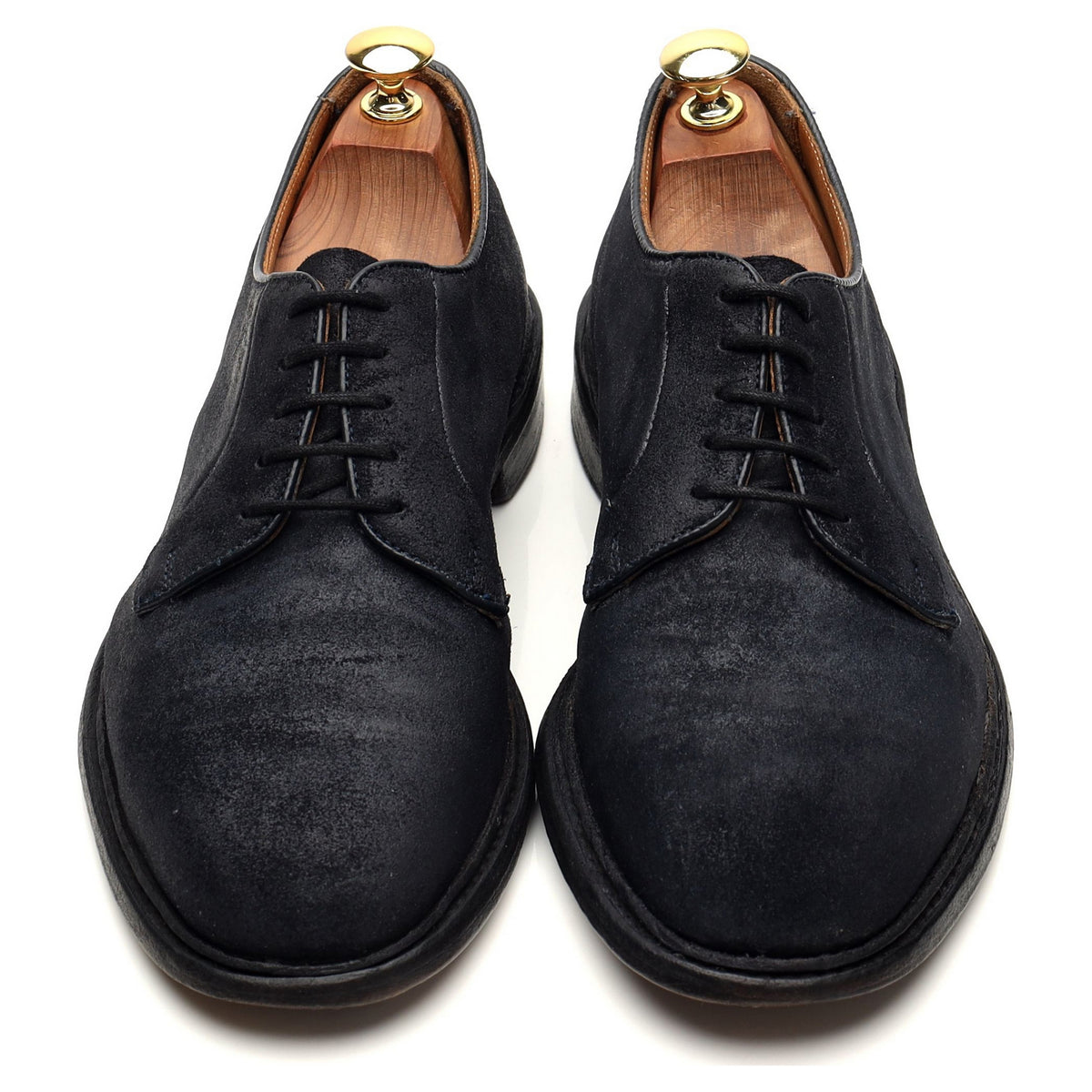 &#39;Robert&#39; Navy Blue Waxed Suede Derby UK 8.5