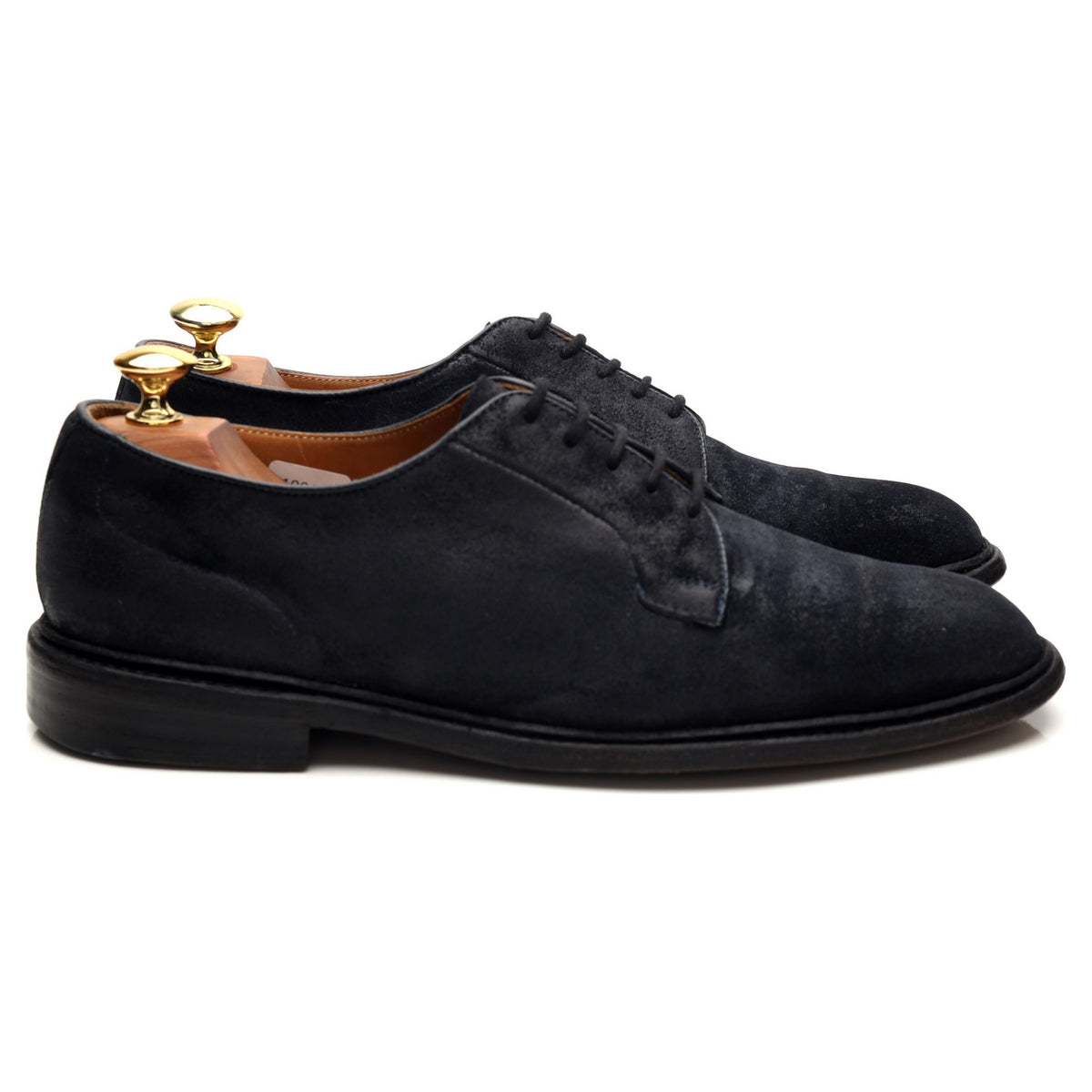&#39;Robert&#39; Navy Blue Waxed Suede Derby UK 8.5