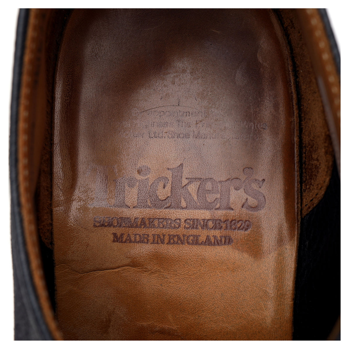 &#39;Robert&#39; Navy Blue Waxed Suede Derby UK 8.5