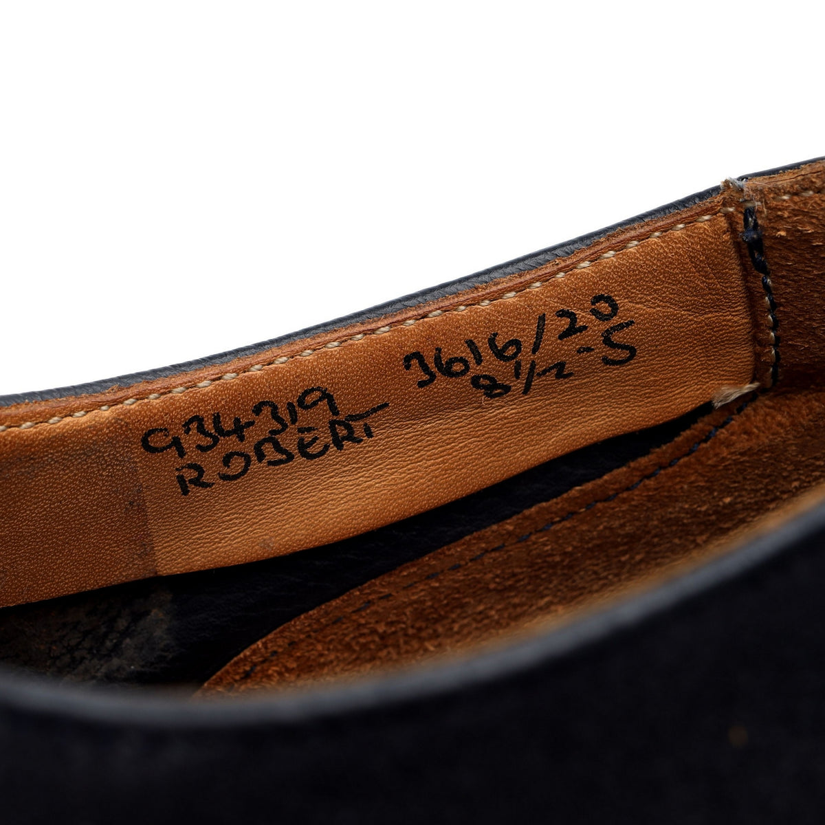 &#39;Robert&#39; Navy Blue Waxed Suede Derby UK 8.5