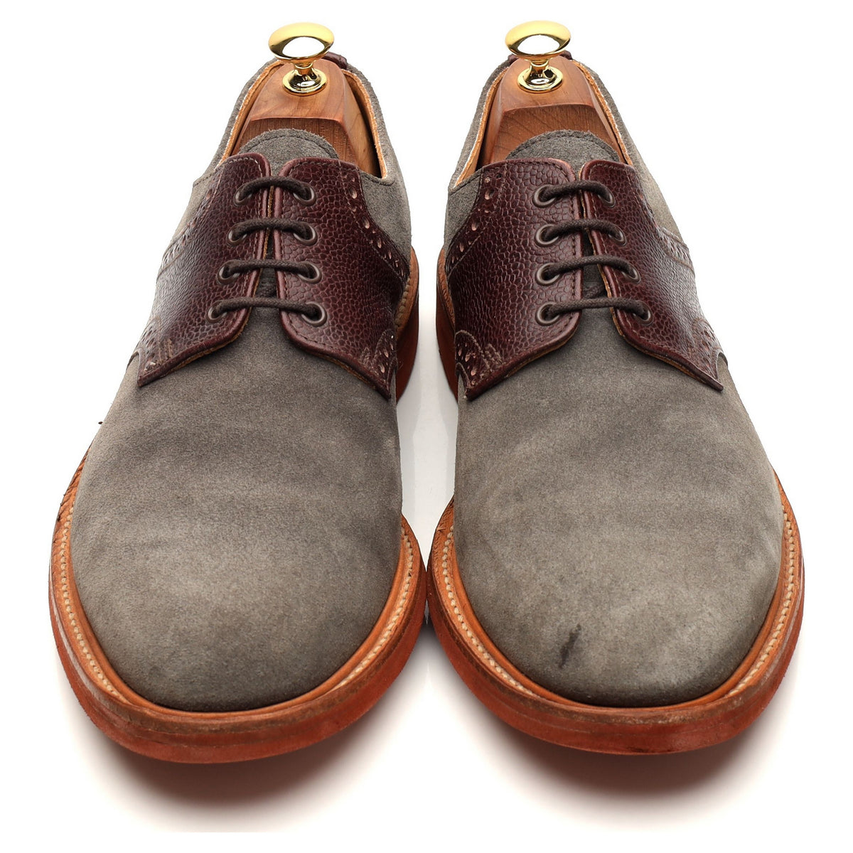 Mark McNairy &#39;The Saddle&#39; Grey Suede and Brown Grain Leather Derby UK 9.5 F