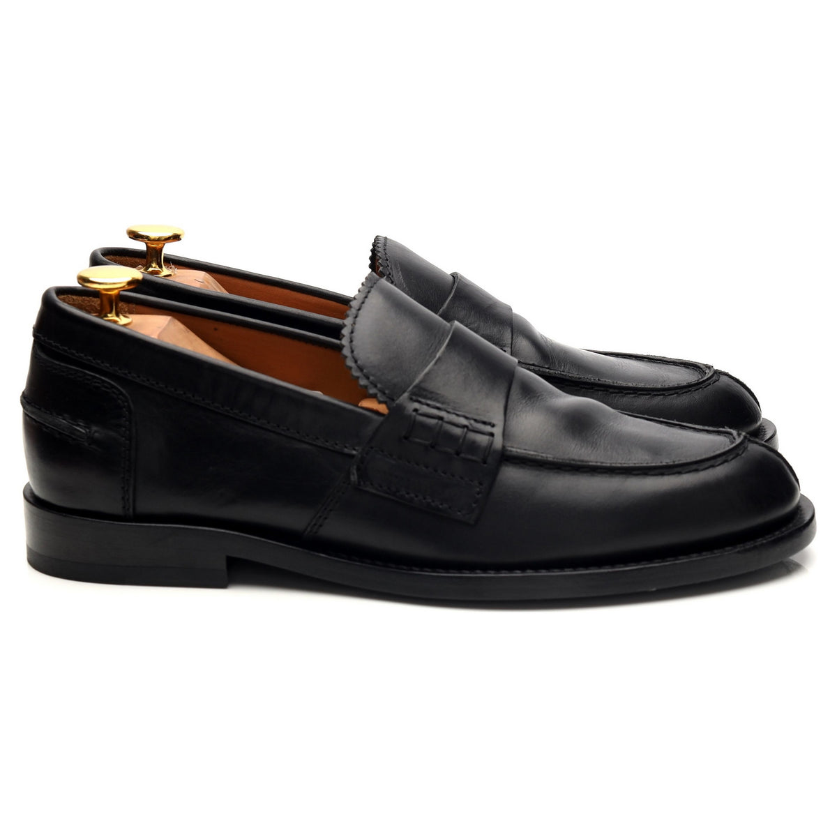 Black Leather Split Toe Loafers UK 6 EU 39