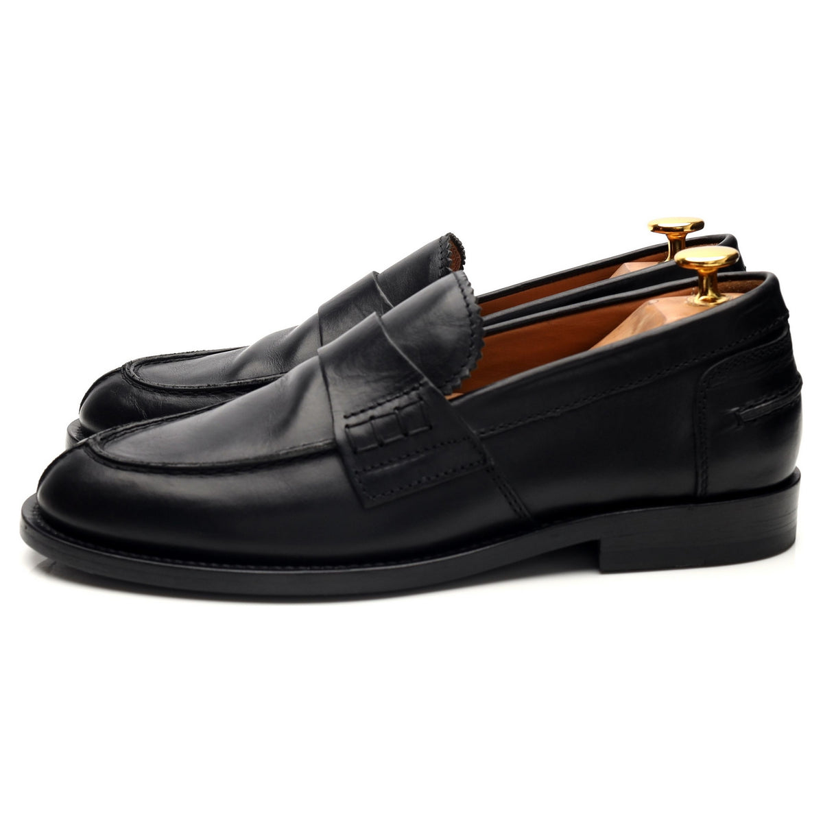 Black Leather Split Toe Loafers UK 6 EU 39