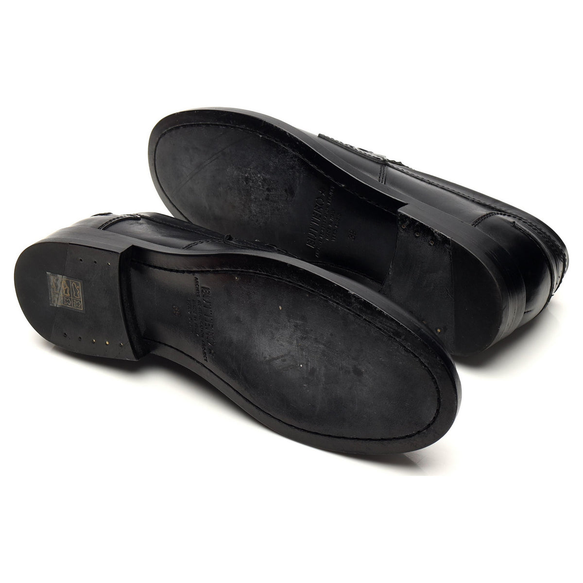 Black Leather Split Toe Loafers UK 6 EU 39