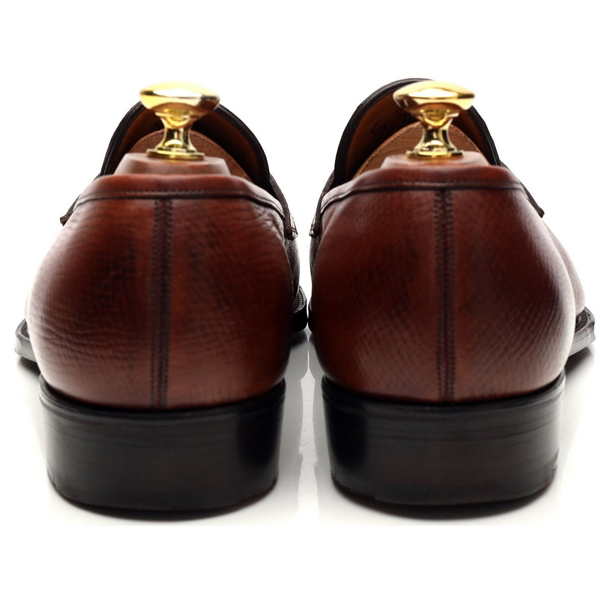 &#39;Crompton&#39; Tan Brown Grain Leather Loafers UK 8 E