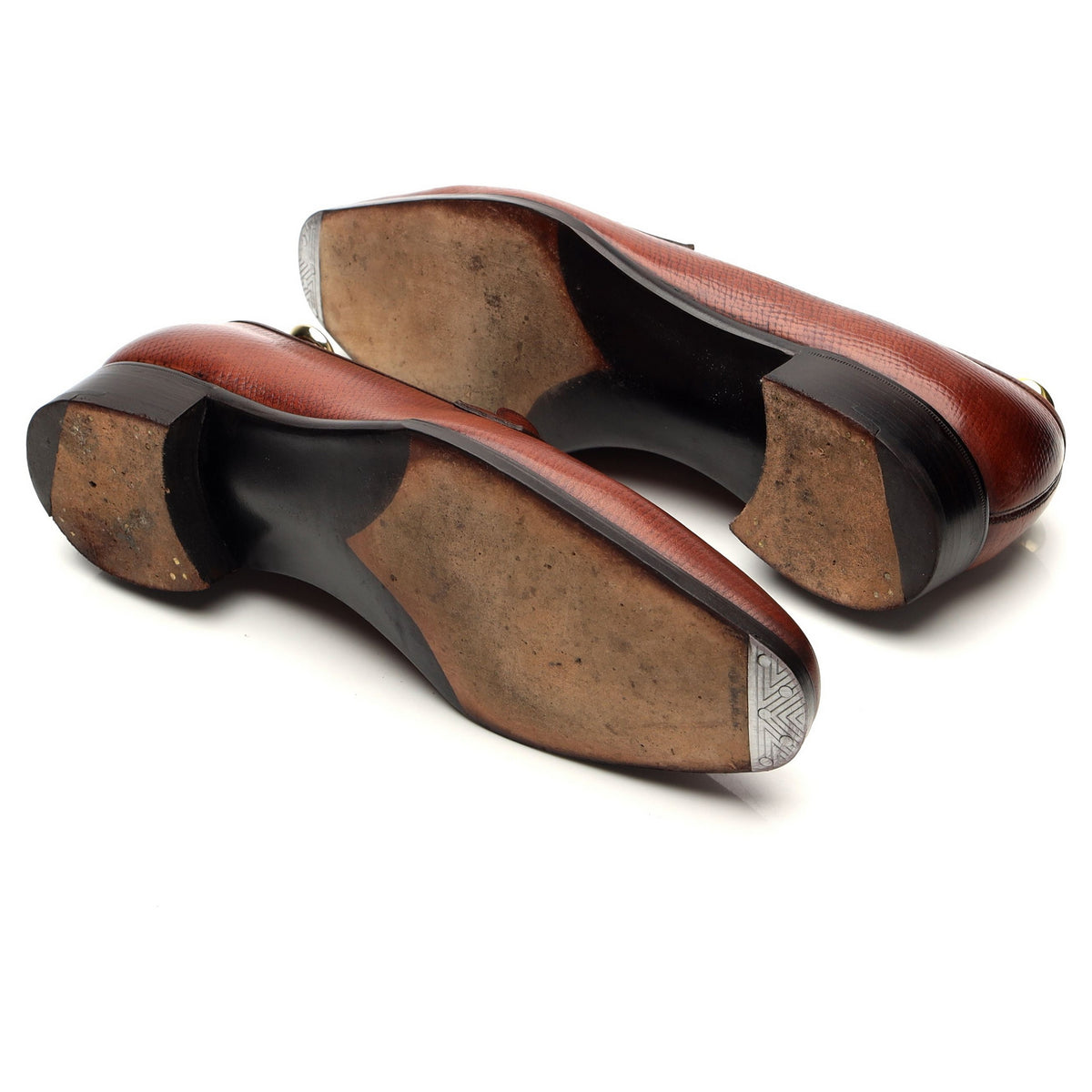 &#39;Crompton&#39; Tan Brown Grain Leather Loafers UK 8 E