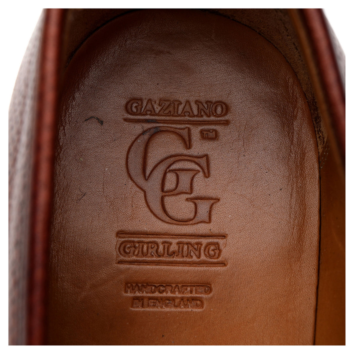 &#39;Crompton&#39; Tan Brown Grain Leather Loafers UK 8 E