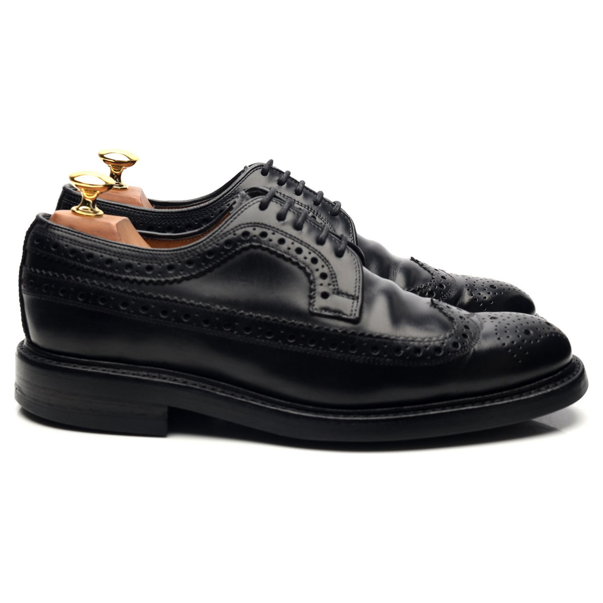 &#39;ML096BLK&#39; Black Leather Derby Brogues UK 6 F