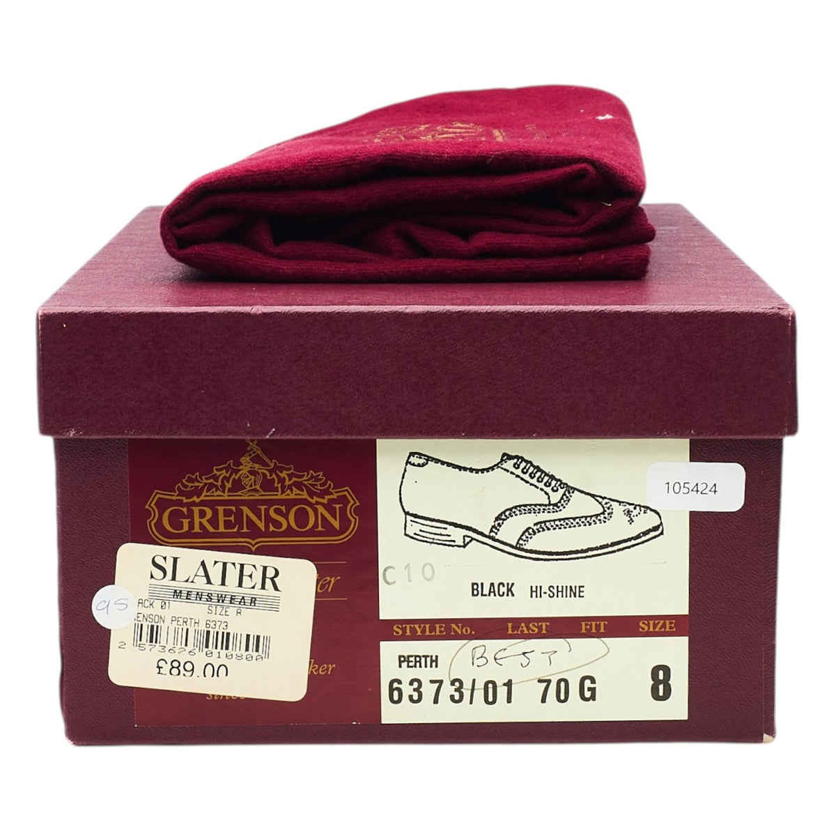 'Perth' Black Leather Oxford Brogues UK 8 G