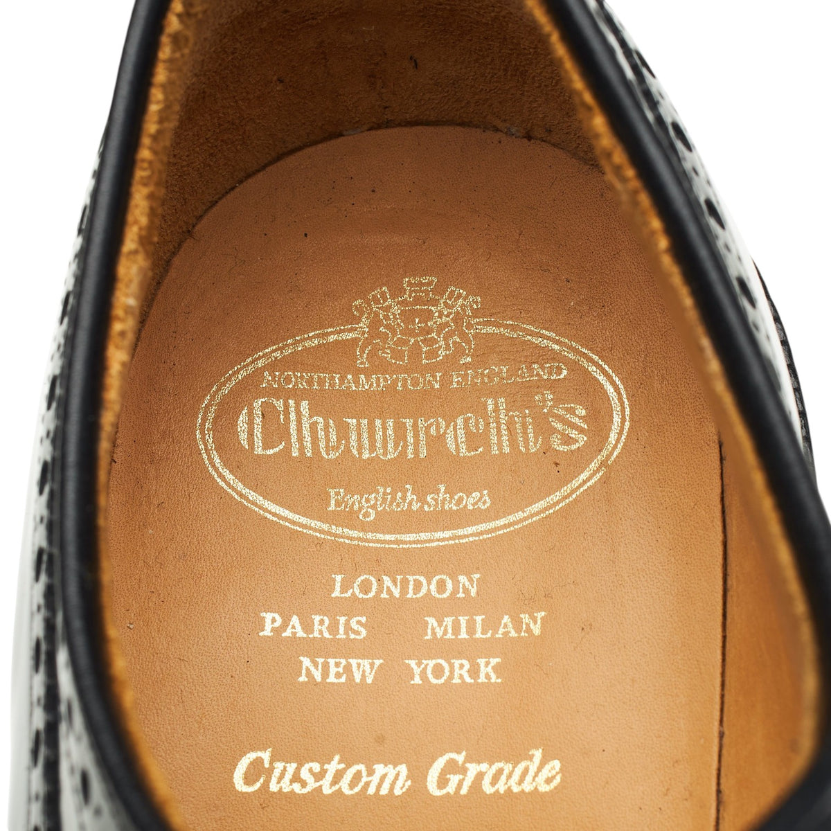'Grafton' Black Leather Derby Brogues UK 9 G