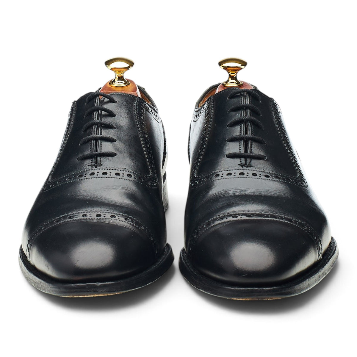'Fenchurch' Black Leather Oxford Semi Brogues UK 9 F