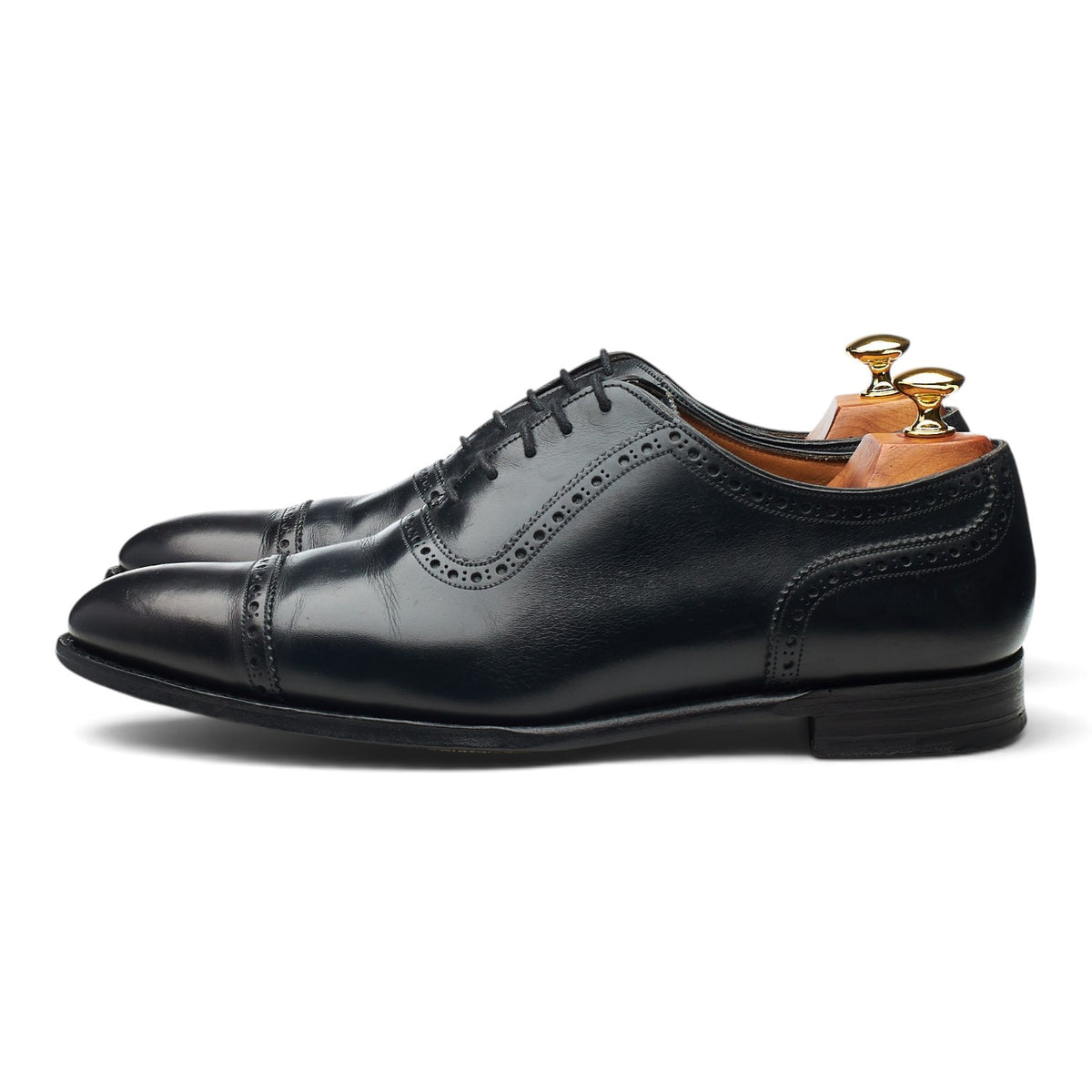 'Fenchurch' Black Leather Oxford Semi Brogues UK 9 F