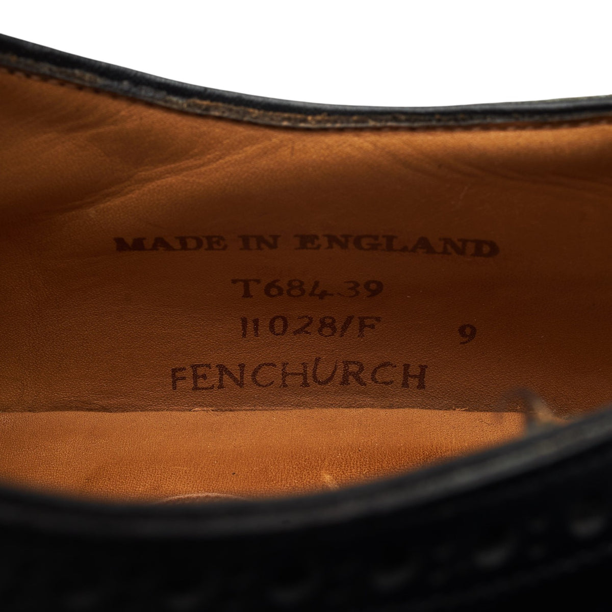 'Fenchurch' Black Leather Oxford Semi Brogues UK 9 F