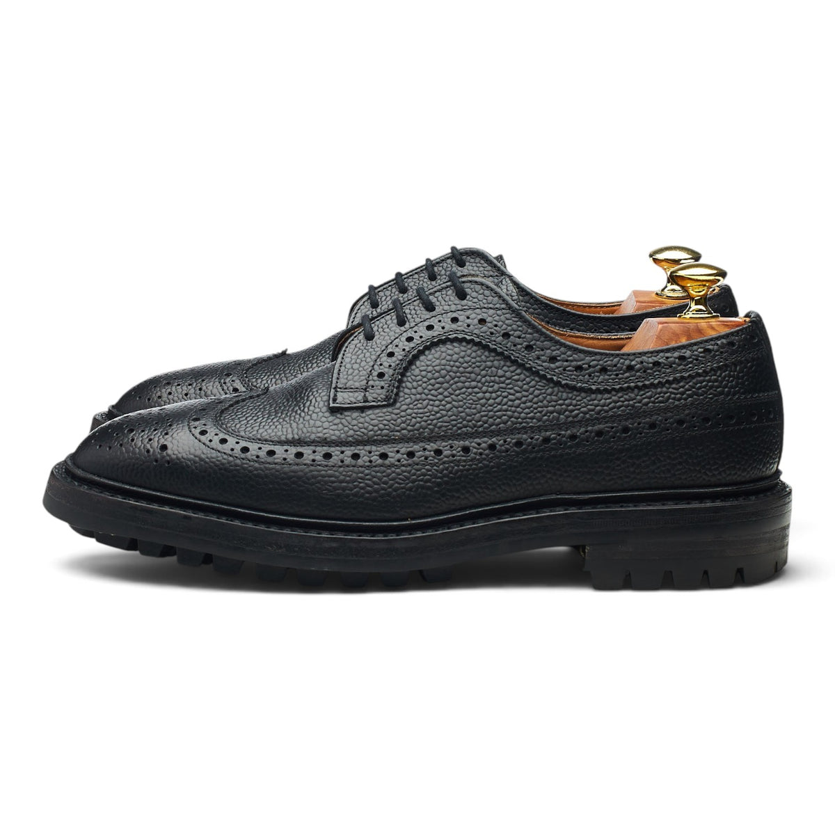 Black Grain Leather Derby Brogues UK 7