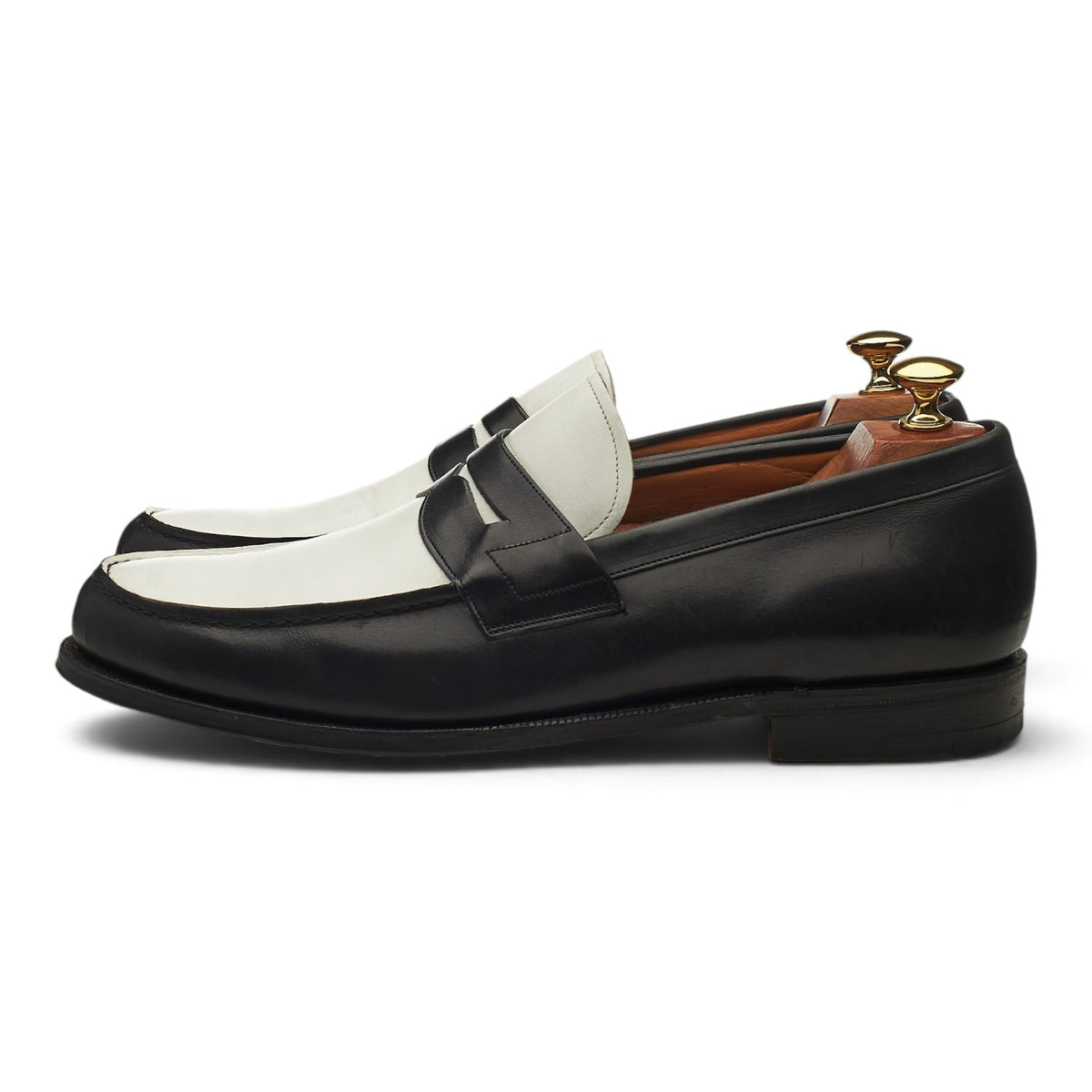 'Bentley' Black White Leather Loafers UK 9.5 F