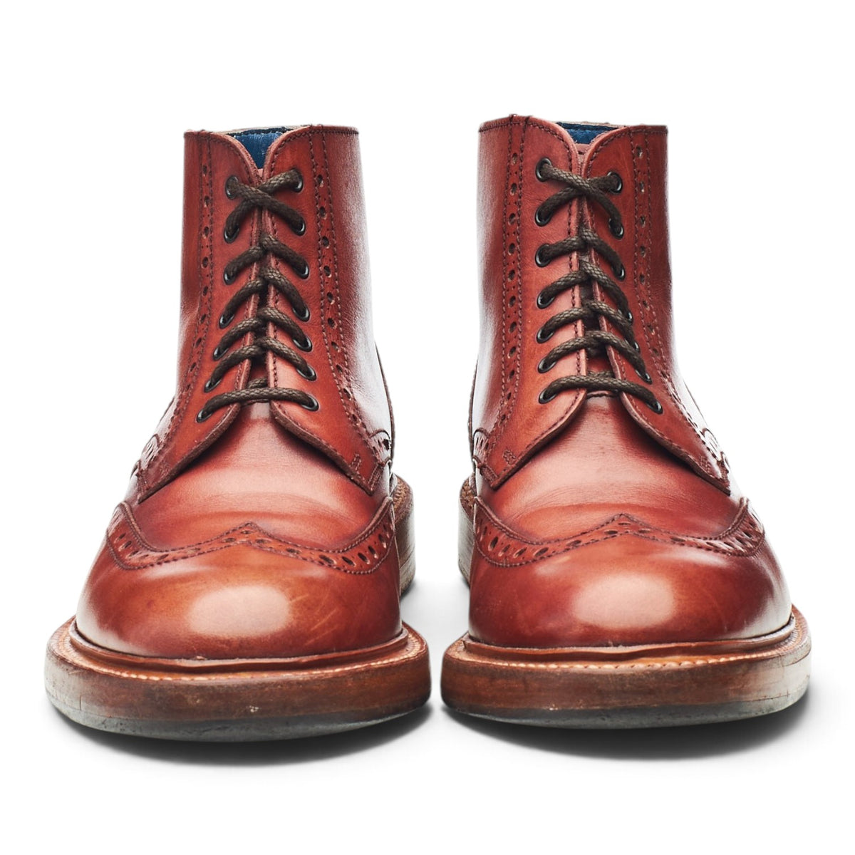 'Butcher' Tan Brown Leather Brogue Boots UK 7 F