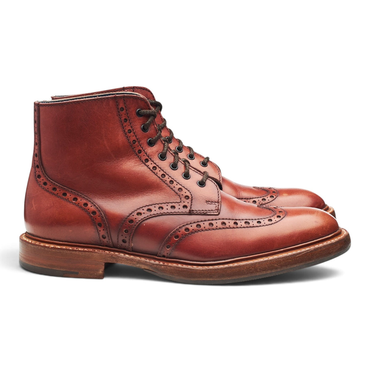 'Butcher' Tan Brown Leather Brogue Boots UK 7 F