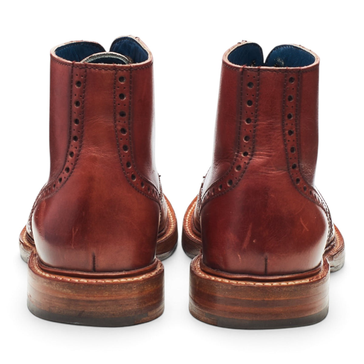 'Butcher' Tan Brown Leather Brogue Boots UK 7 F