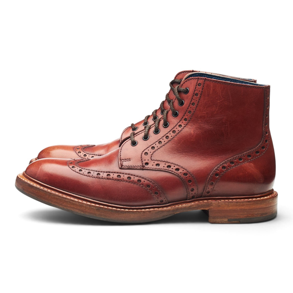'Butcher' Tan Brown Leather Brogue Boots UK 7 F