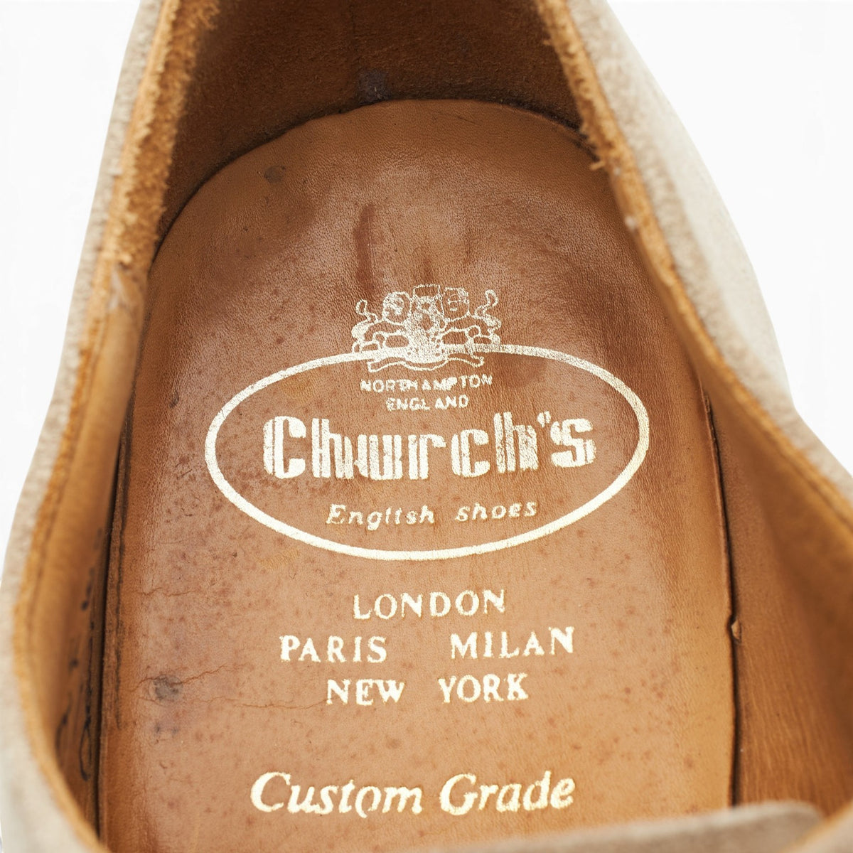 Vintage 'Dundee' Beige Suede Derby UK 8 F