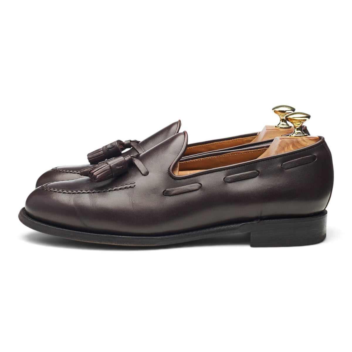 Burgundy Leather Tassel Loafers UK 7