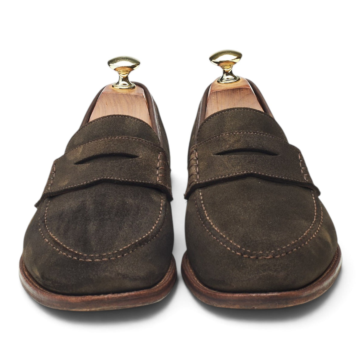 'Seaton' Dark Green Suede Loafers UK 7 E