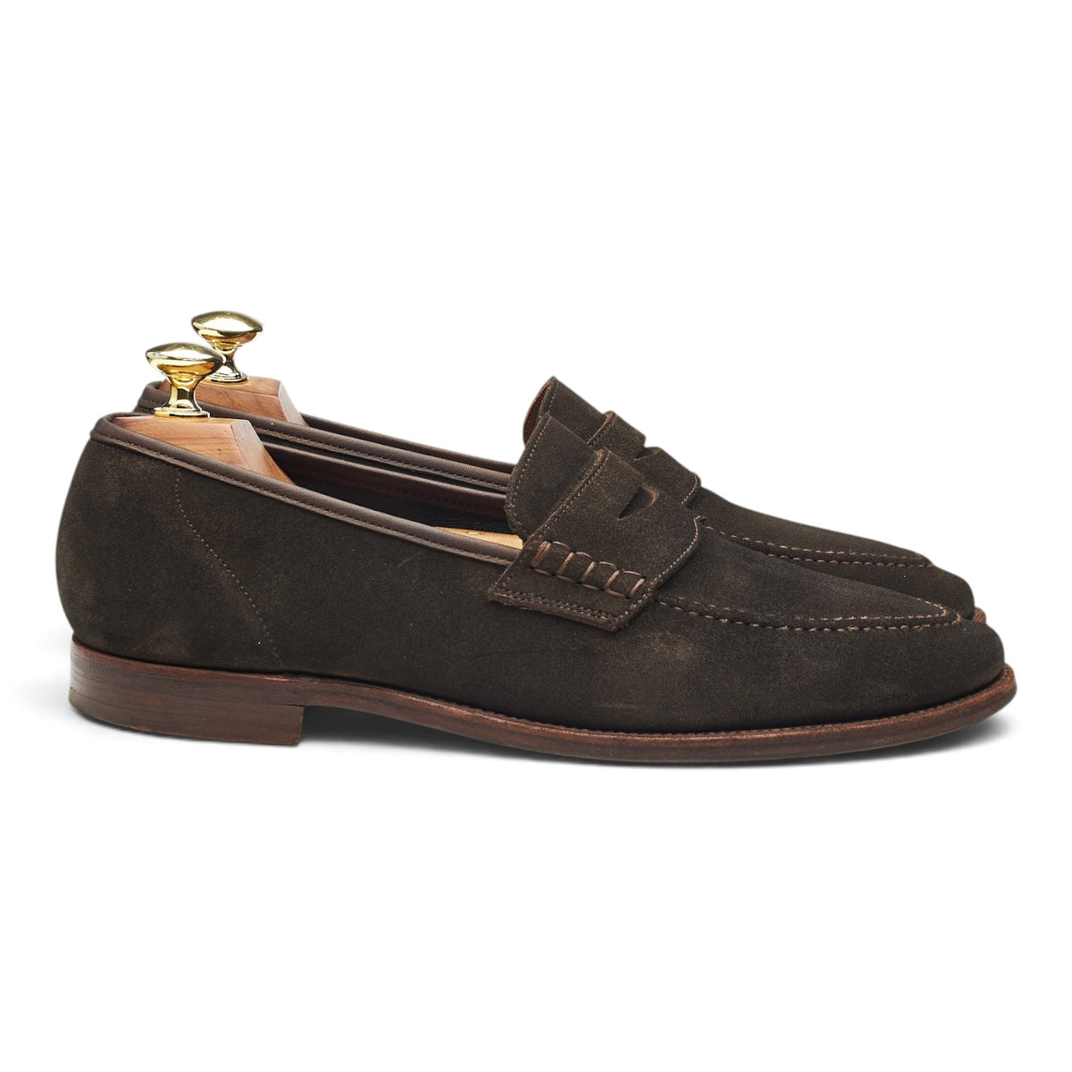 'Seaton' Dark Green Suede Loafers UK 7 E