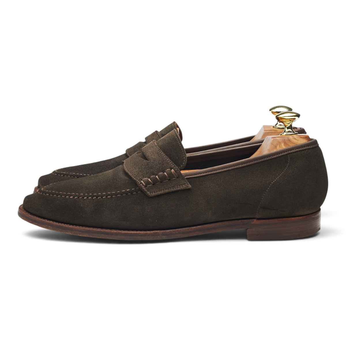 'Seaton' Dark Green Suede Loafers UK 7 E