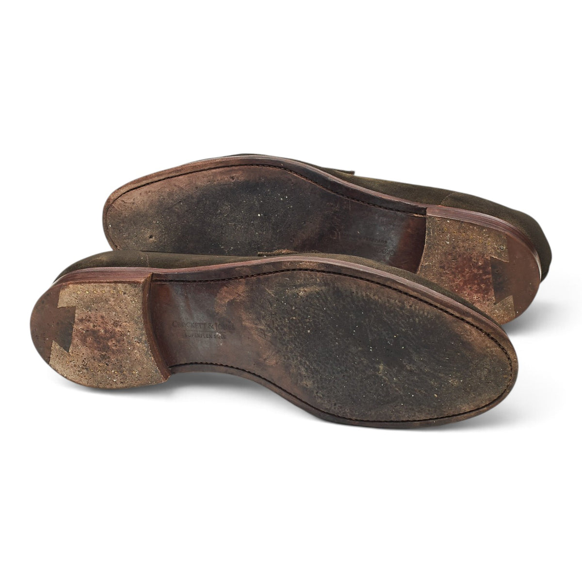 'Seaton' Dark Green Suede Loafers UK 7 E