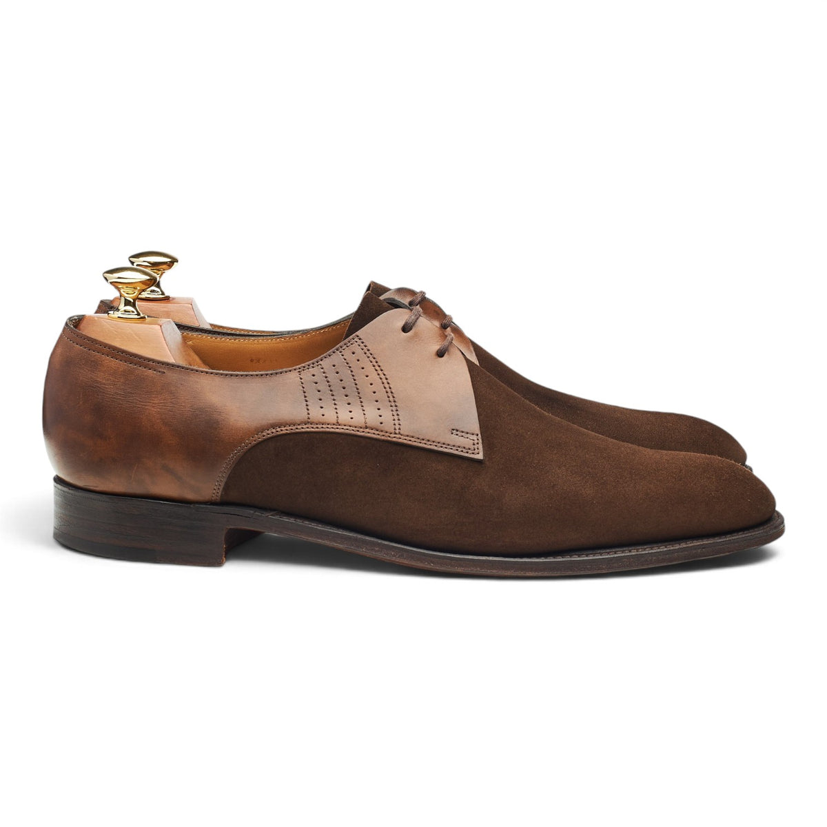 'Hallaton' Dark Brown Suede Brown Leather Derby UK 9 EE