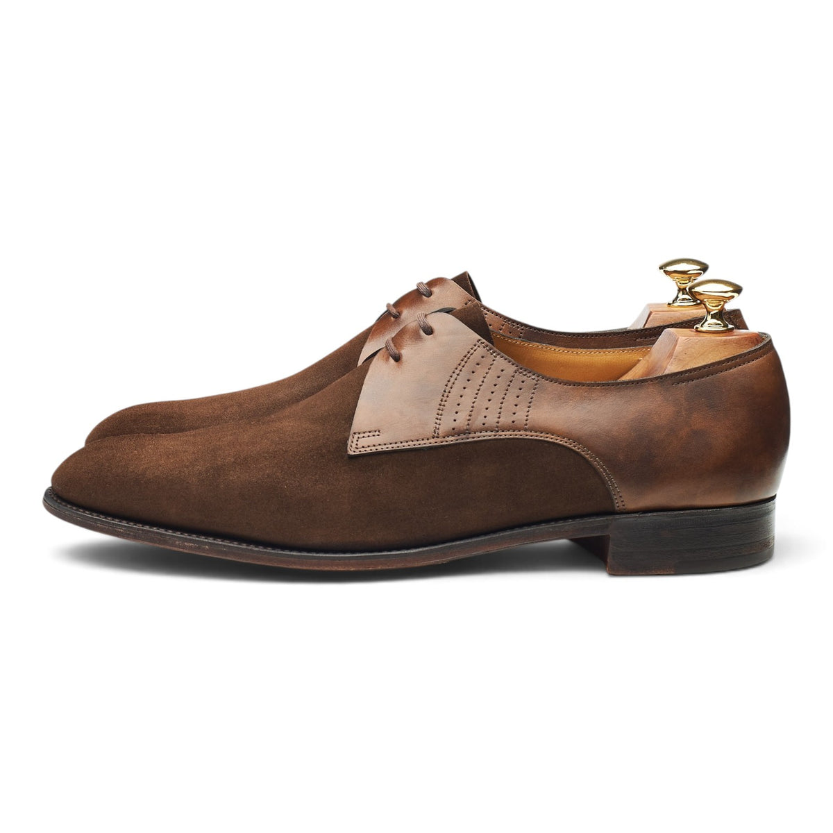 'Hallaton' Dark Brown Suede Brown Leather Derby UK 9 EE