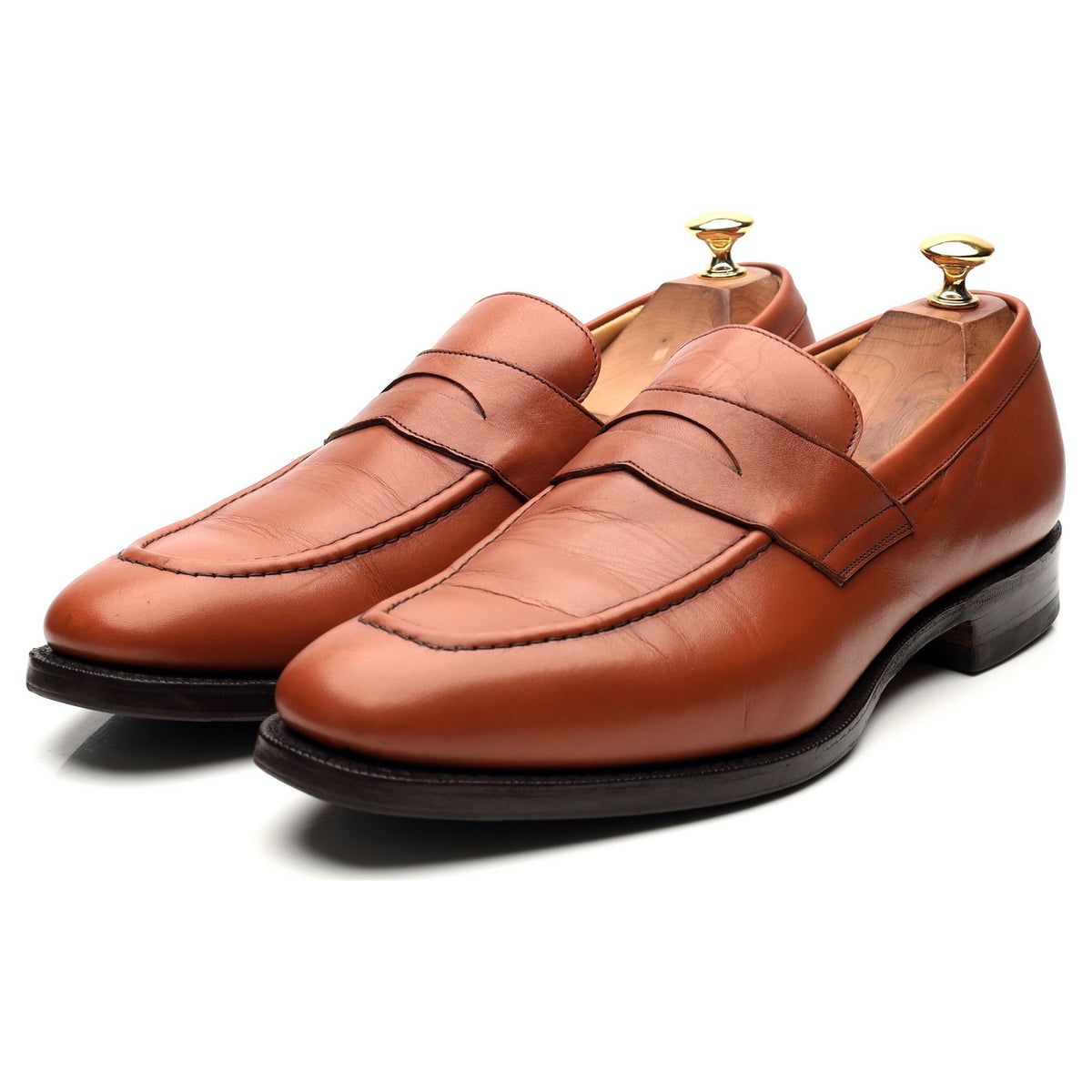 &#39;Sears&#39; Tan Brown Leather Loafers UK 9.5 F