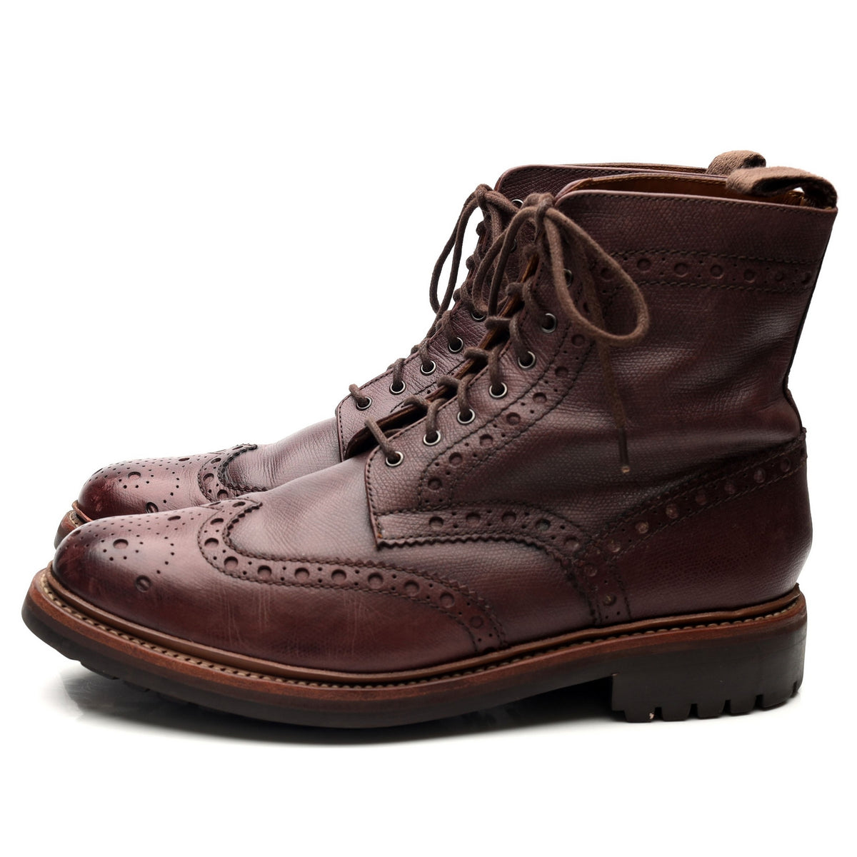 &#39;Fred&#39; Burgundy Leather Brogue Boots UK 9 G