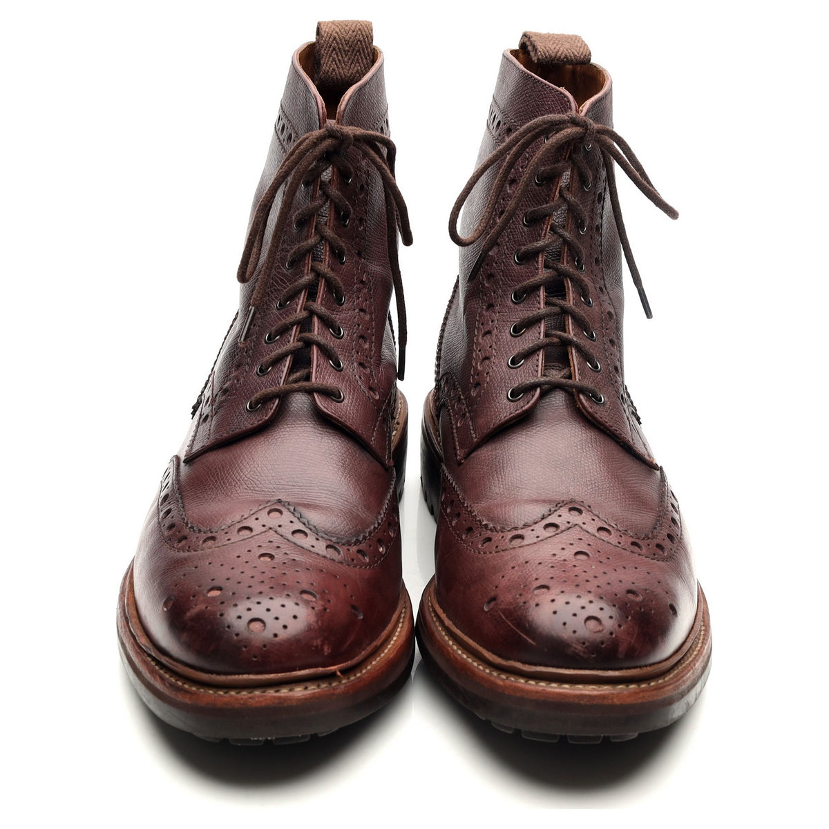 &#39;Fred&#39; Burgundy Leather Brogue Boots UK 9 G